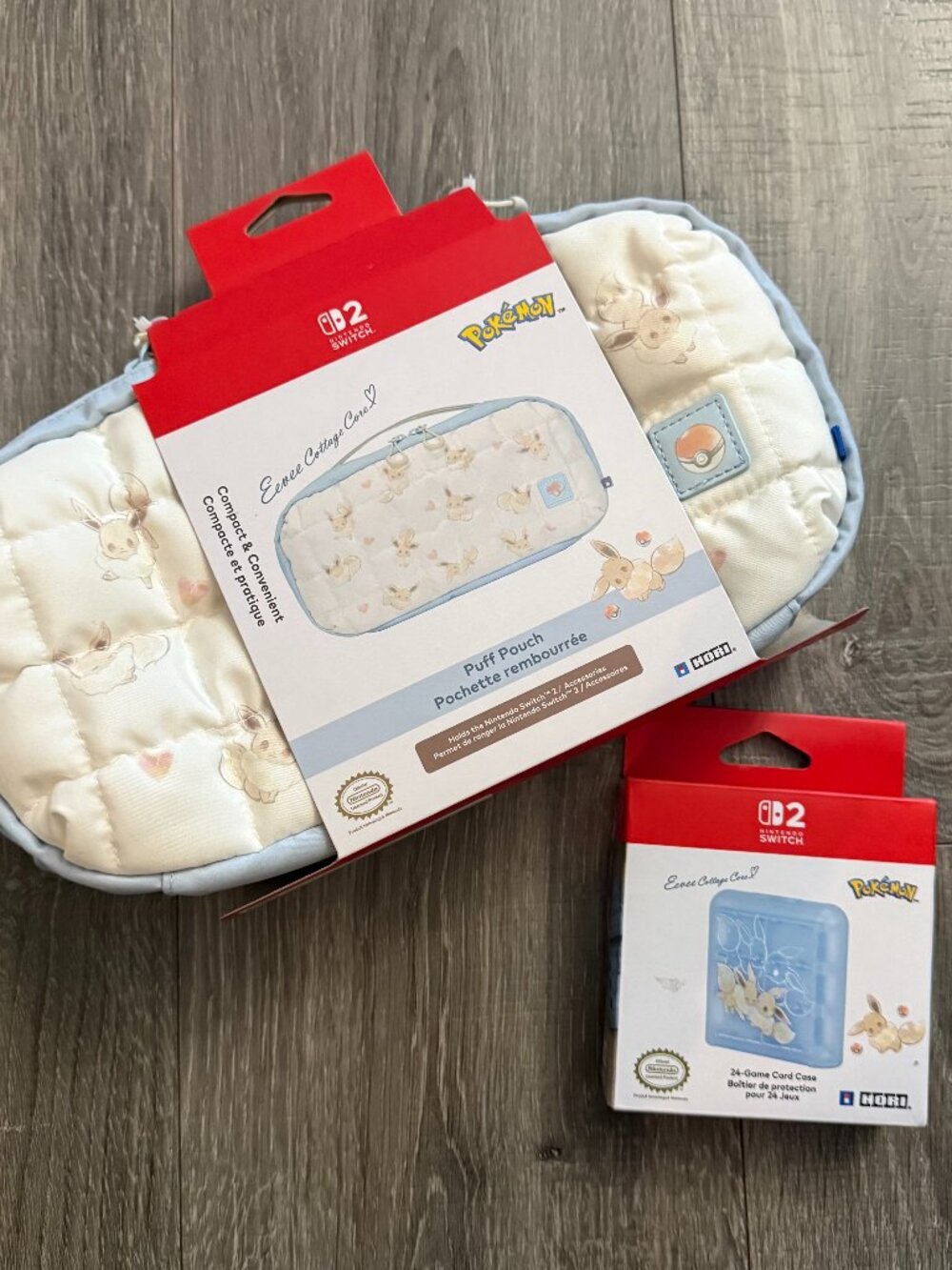 HORI Nintendo Switch 2 Puff Pouch Case & 24 Game Card Set Eevee Cottage Core